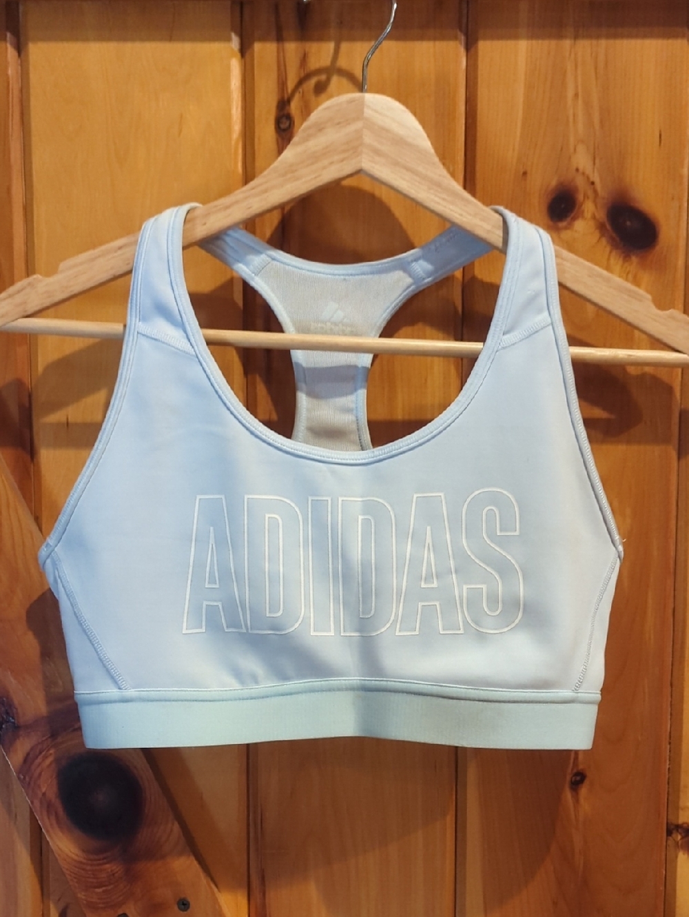adidas Light Blue Racerback Sports Bra with Logo